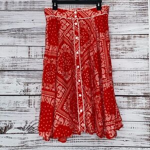 NWT ModCloth red bandanna paisley A-line skirt with packets size large